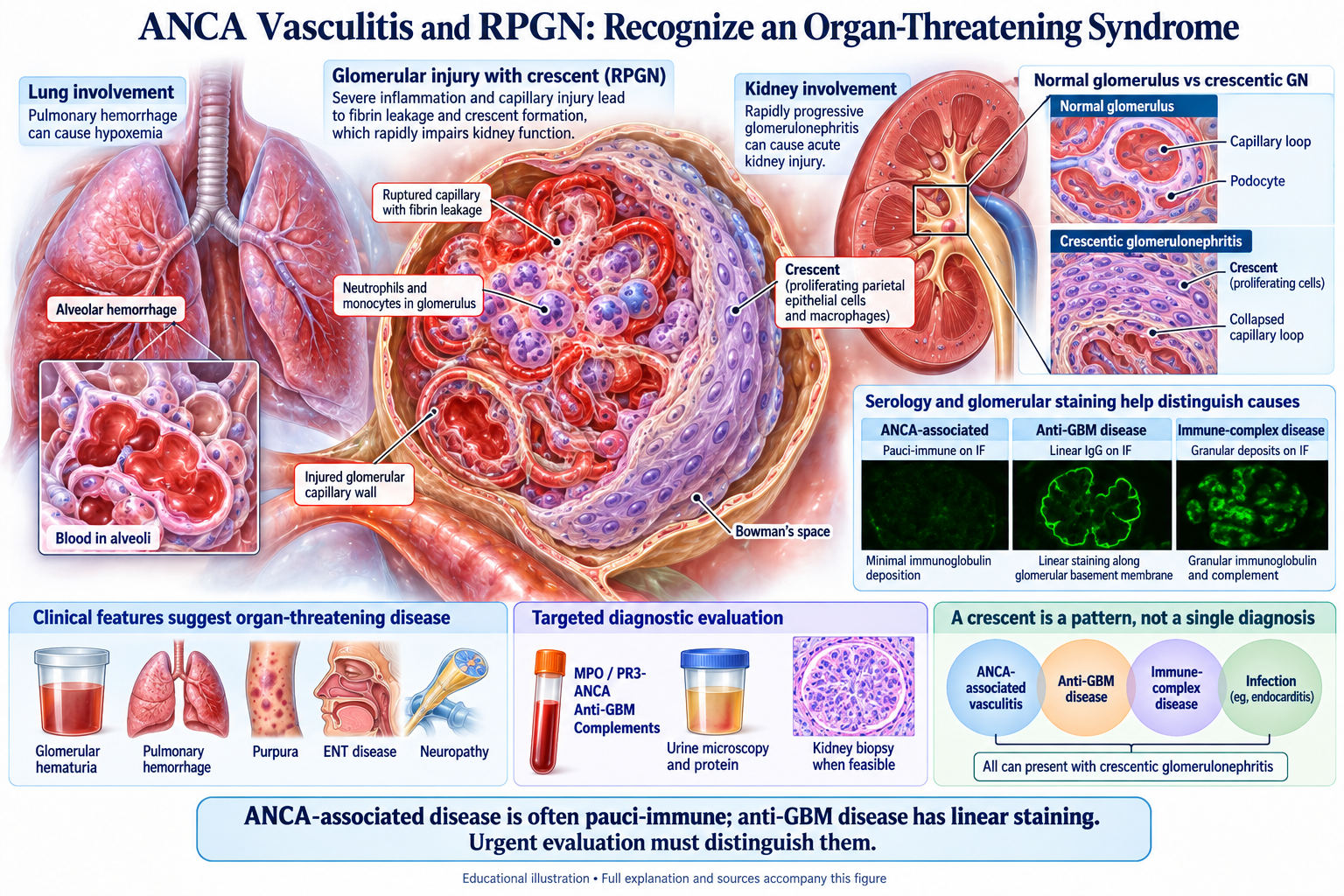 ANCA Vasculitis and RPGN: Recognize an Organ-Threatening Syndrome visual summary