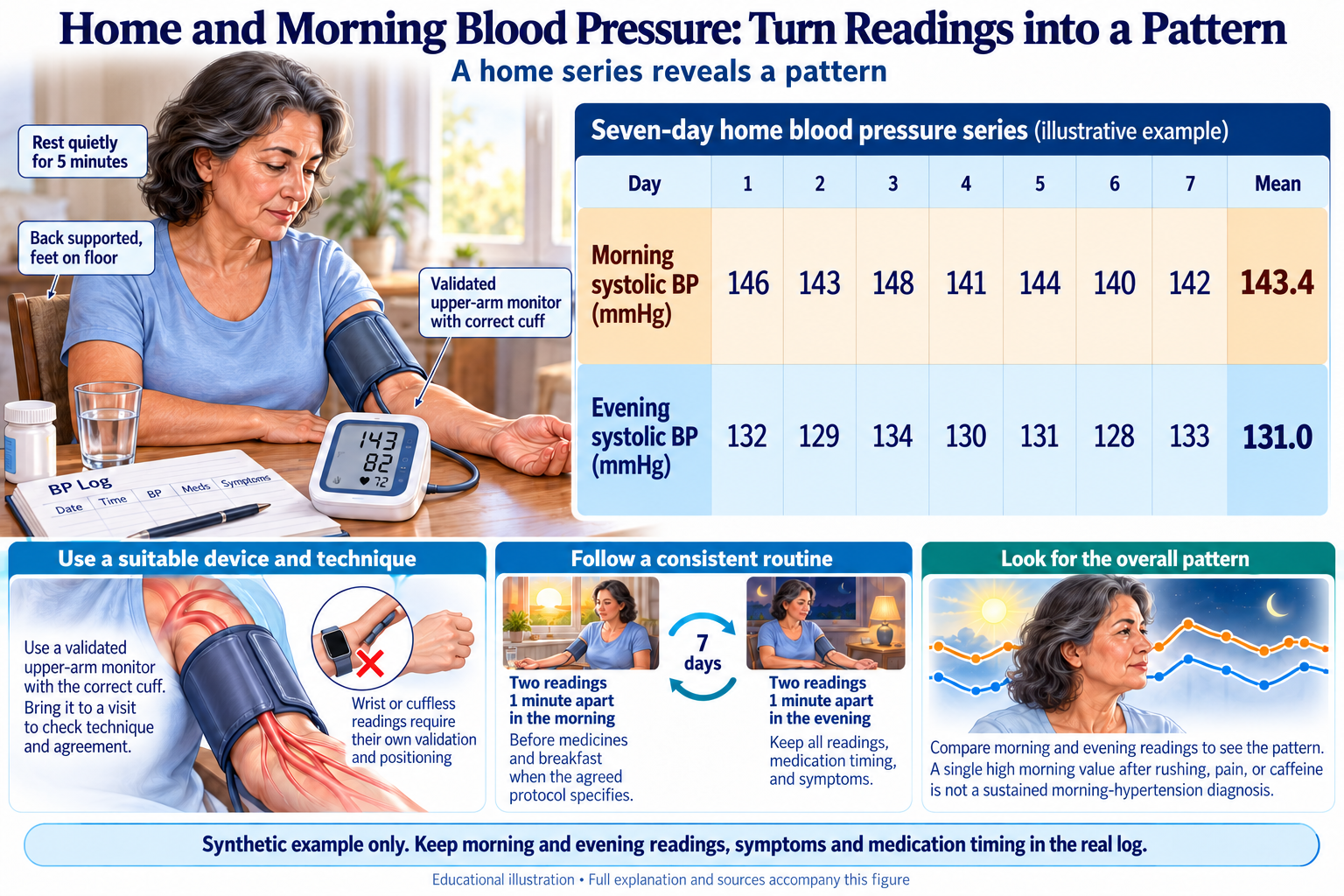Home and Morning Blood Pressure: Turn Readings into a Pattern visual summary