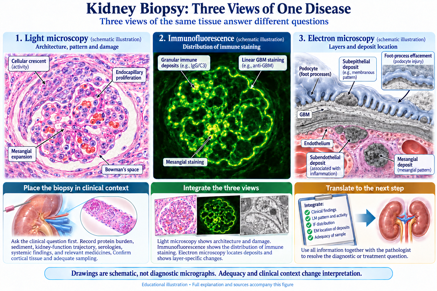 Kidney Biopsy: Three Views of One Disease visual summary