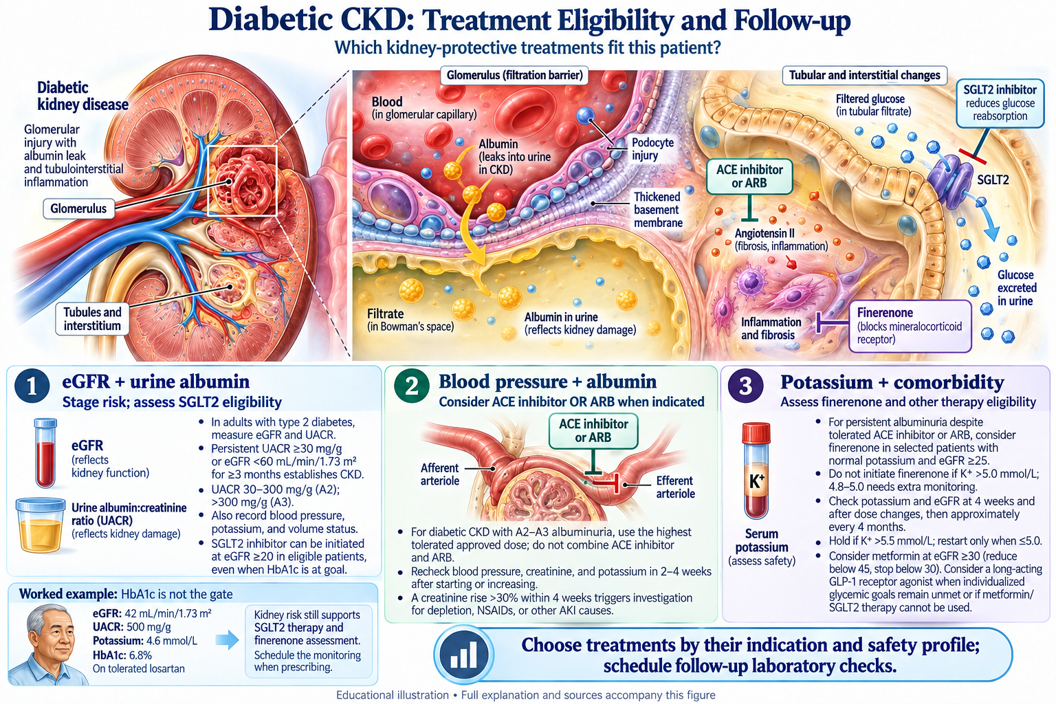 Diabetic Kidney Disease: Layer Protection and Recheck the Diagnosis visual summary