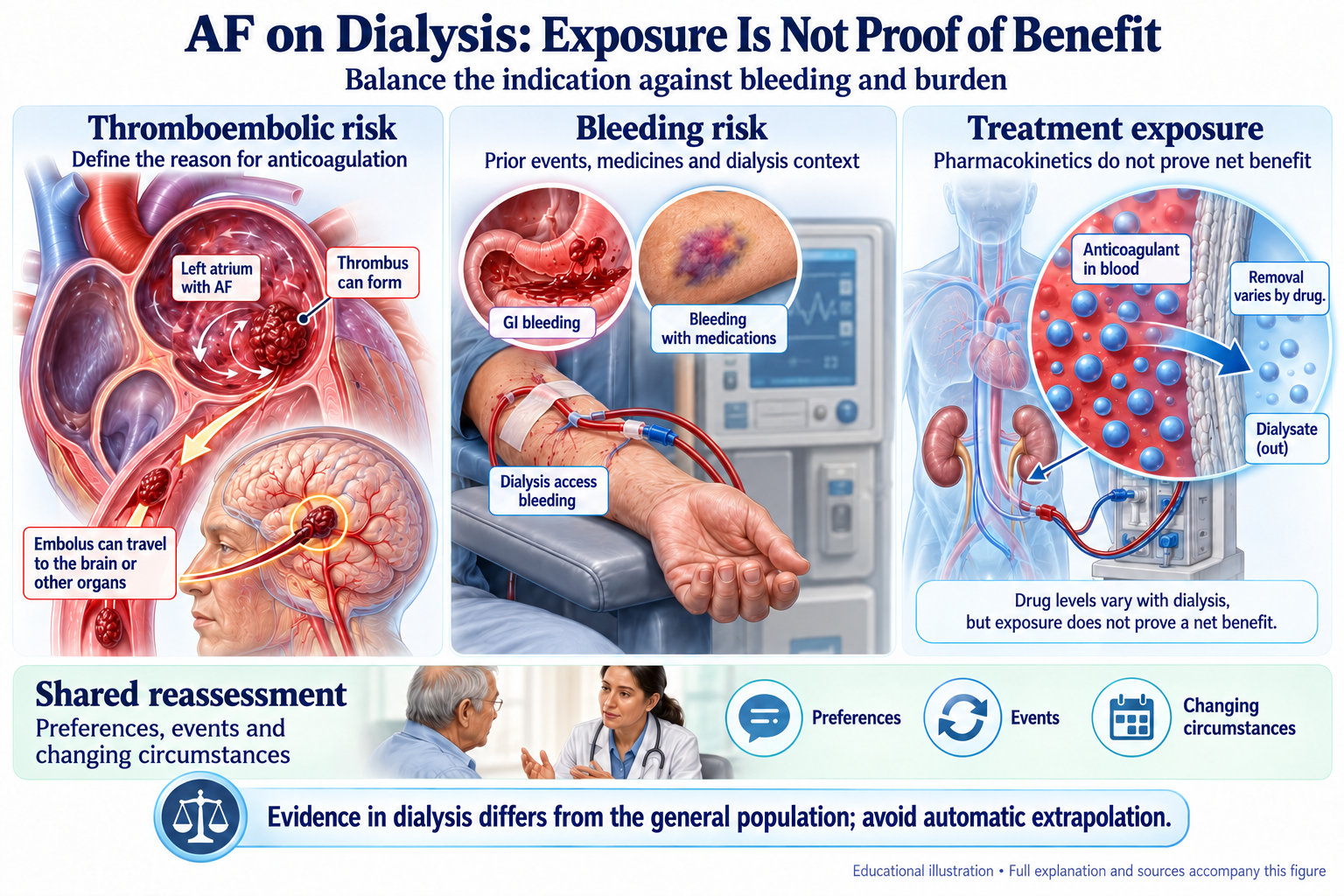 AF on Dialysis: Exposure Is Not Proof of Benefit visual summary
