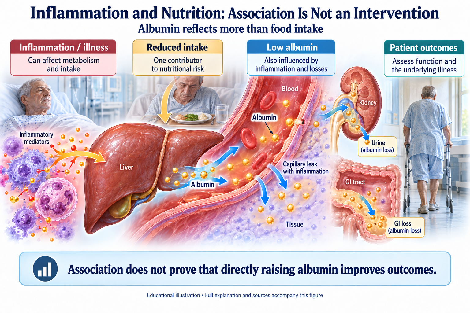 Inflammation and Nutrition: Association Is Not an Intervention visual summary