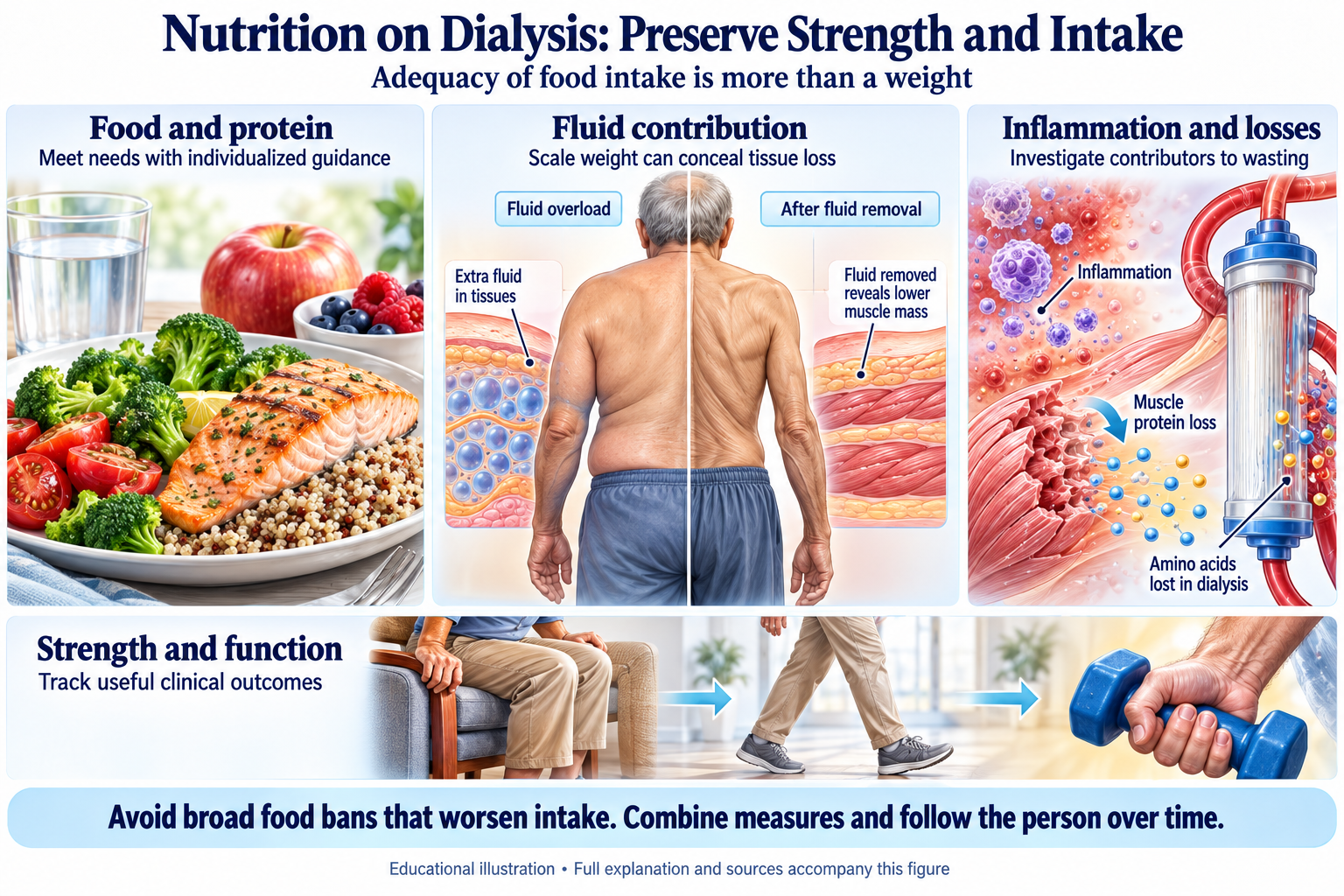Nutrition on Dialysis: Preserve Strength and Intake visual summary