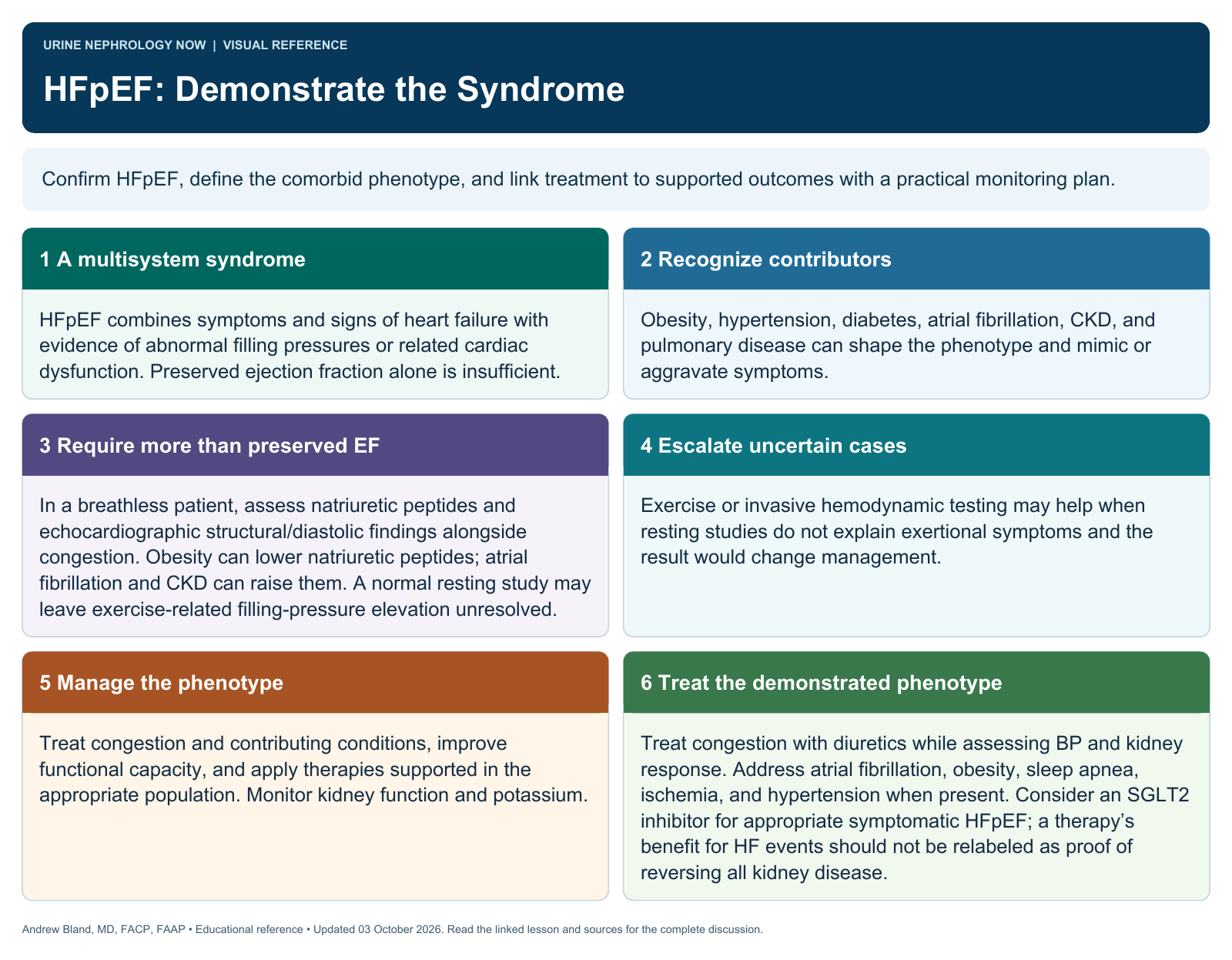 HFpEF: Demonstrate the Syndrome. Full text follows below.