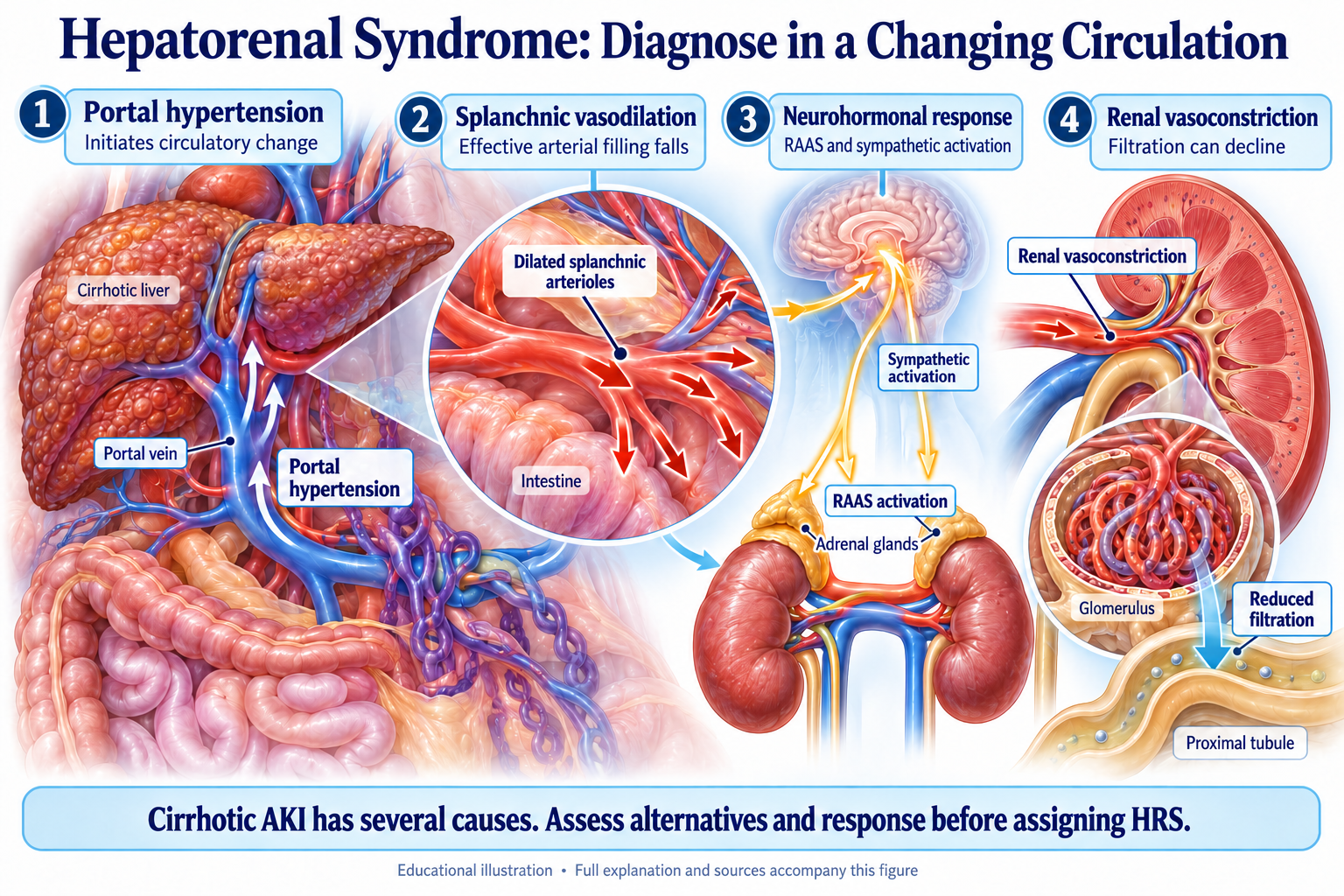Hepatorenal Syndrome: Diagnose in a Changing Circulation visual summary