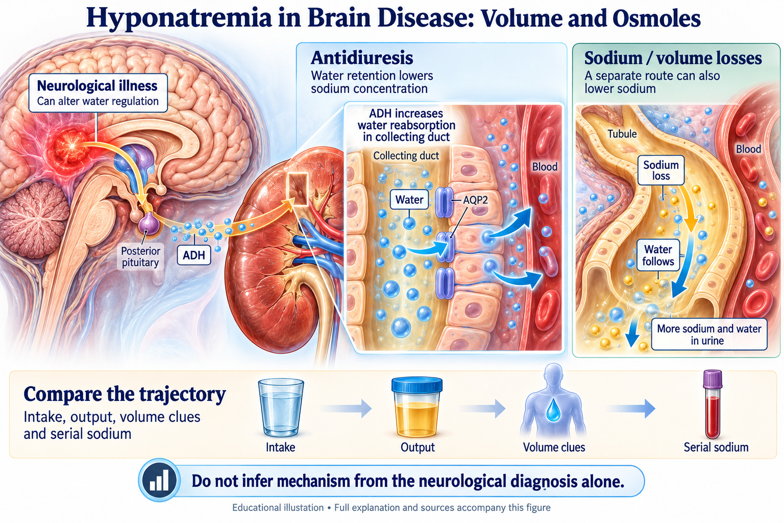 Hyponatremia in Brain Disease: Volume and Osmoles visual summary