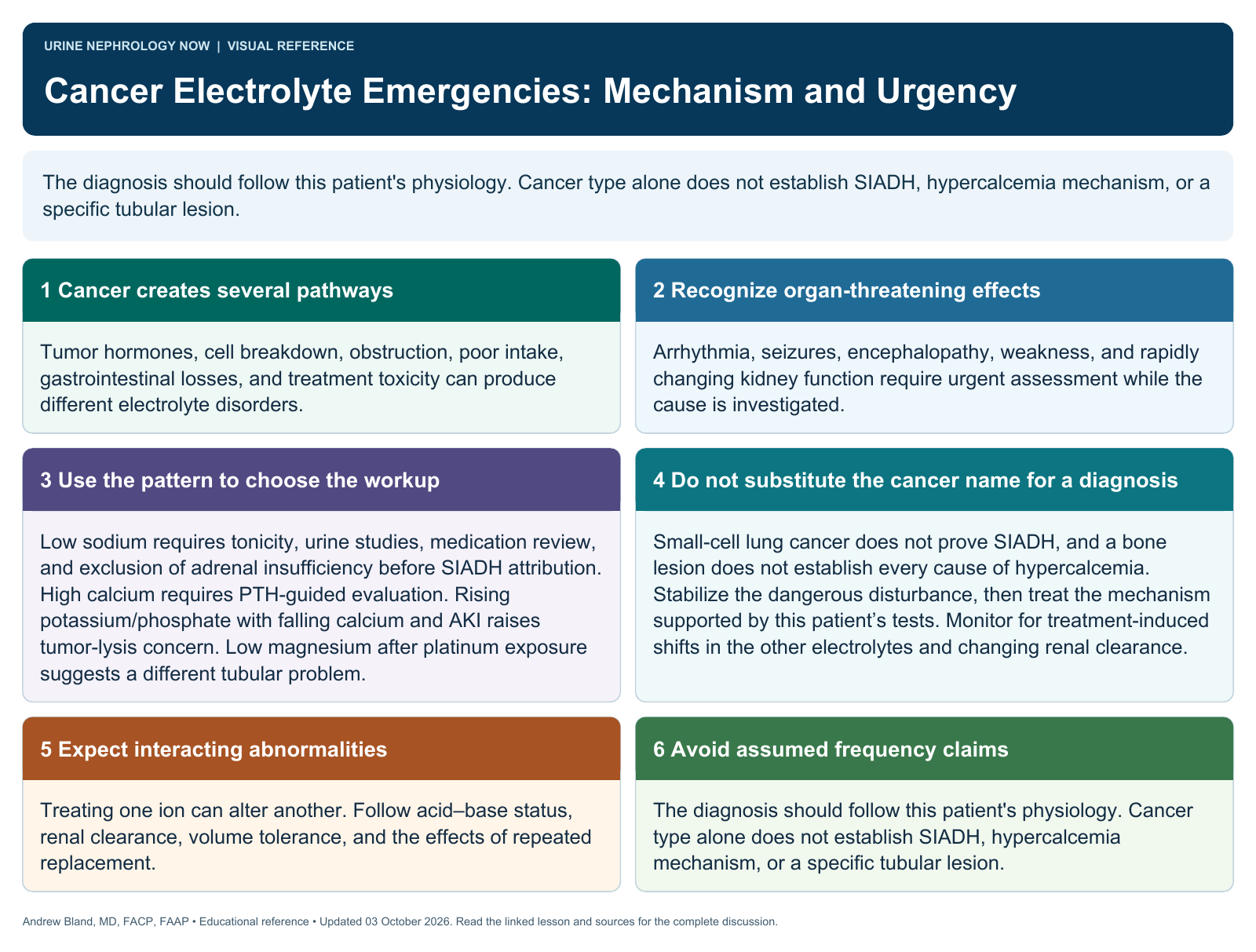 Cancer Electrolyte Emergencies: Mechanism and Urgency. Full text follows below.