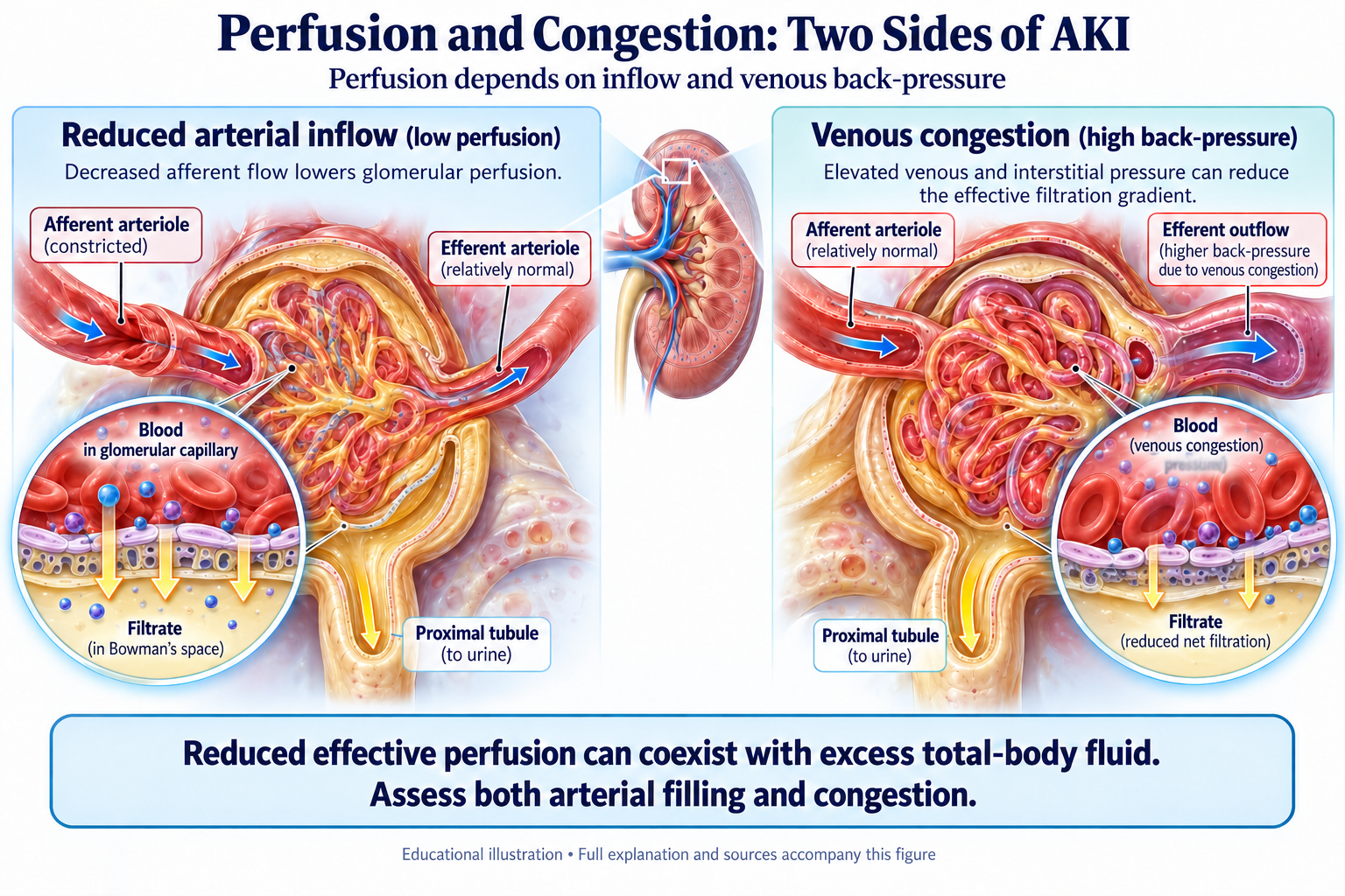 Perfusion and Congestion: Two Sides of AKI visual summary. Open for the full image and text version.