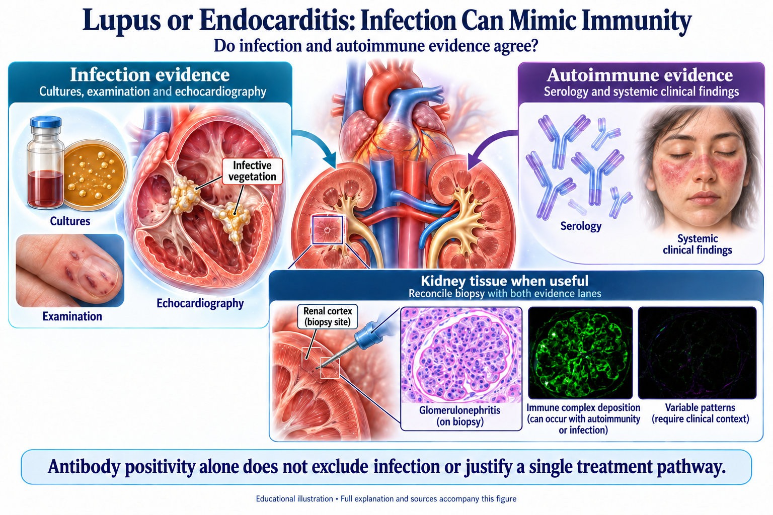 Lupus or Endocarditis: Infection Can Mimic Immunity visual summary