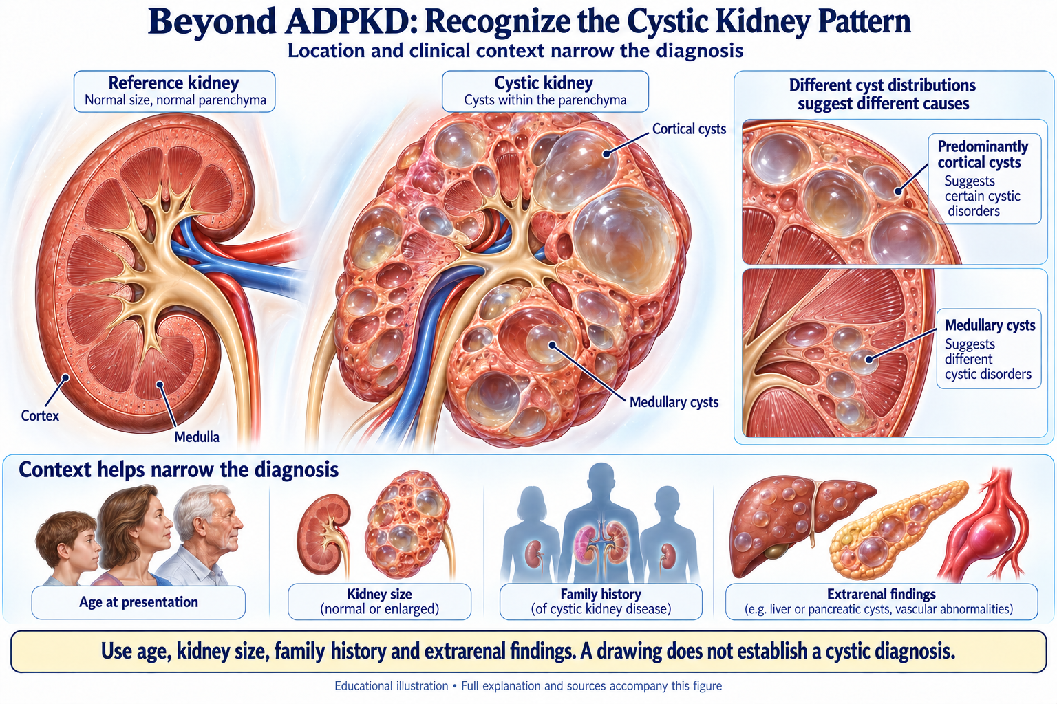 Beyond ADPKD: Recognize the Cystic Kidney Pattern visual summary
