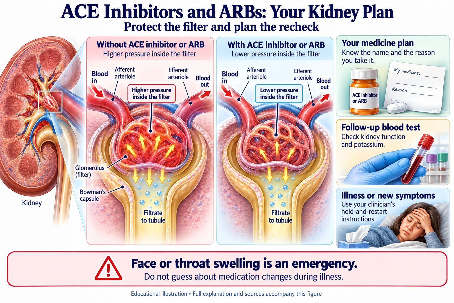 ACE Inhibitors and ARBs: Your Kidney Plan visual summary