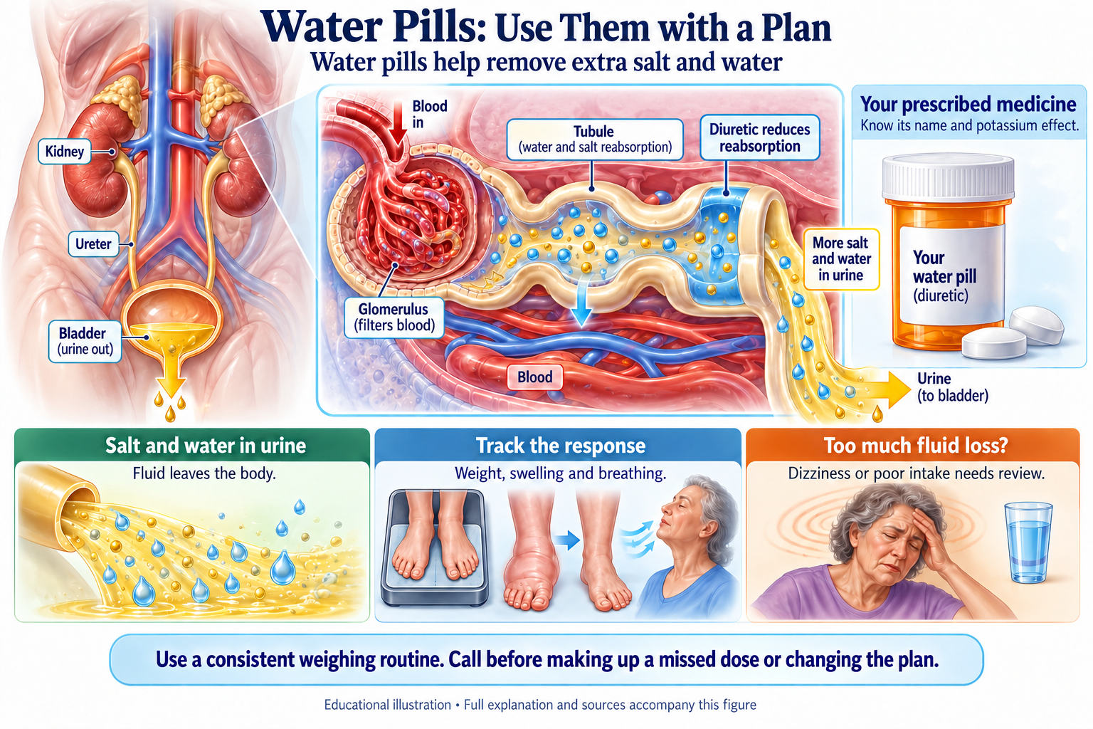 Water Pills: Use Them with a Plan visual summary