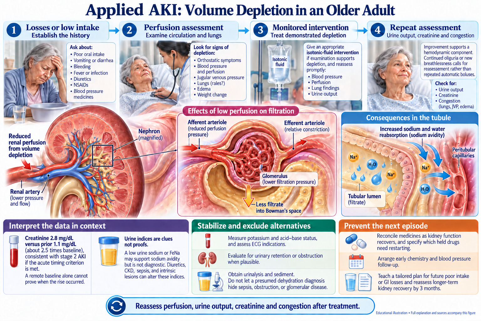 Applied AKI: Volume Depletion in an Older Adult visual summary