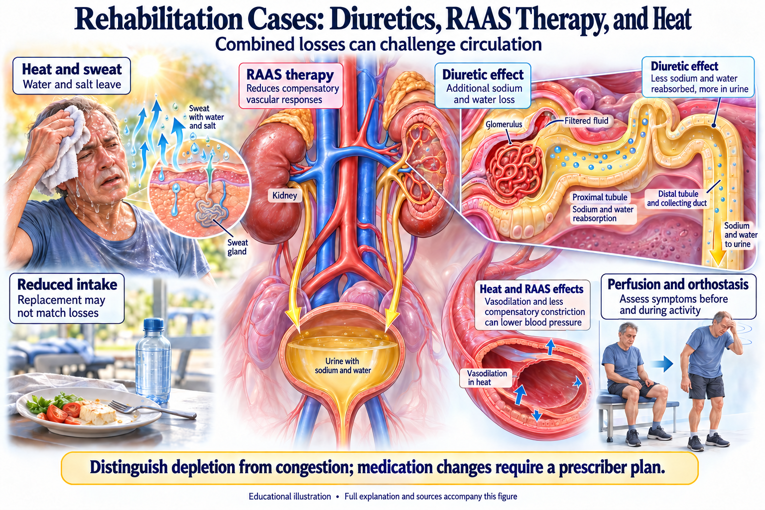 Rehabilitation Cases: Diuretics, RAAS Therapy, and Heat visual summary