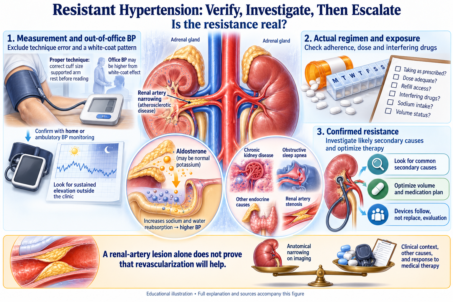 Resistant Hypertension: Verify, Investigate, Then Escalate visual summary