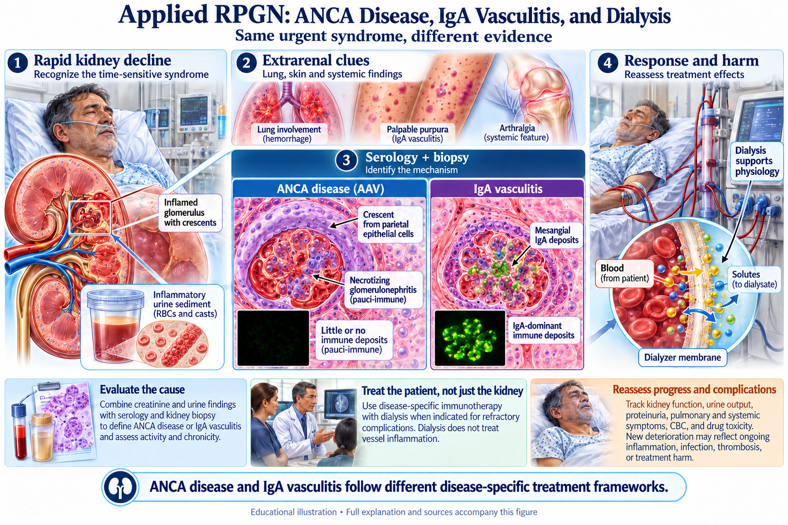 Applied RPGN: ANCA Disease, IgA Vasculitis, and Dialysis visual summary