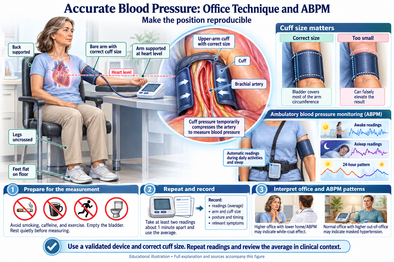 Accurate Blood Pressure: Office Technique and ABPM visual summary