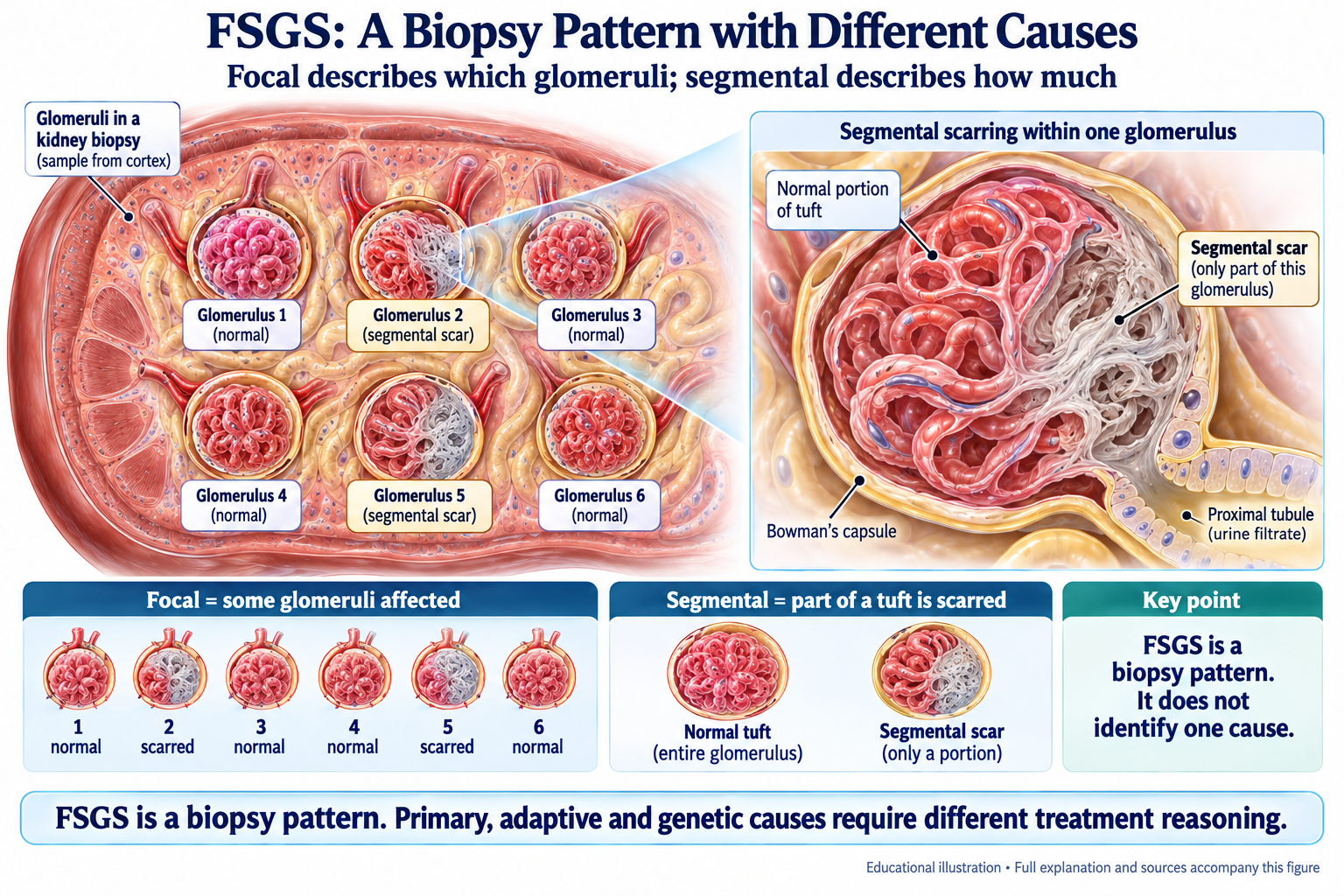 FSGS: A Biopsy Pattern with Different Causes visual summary