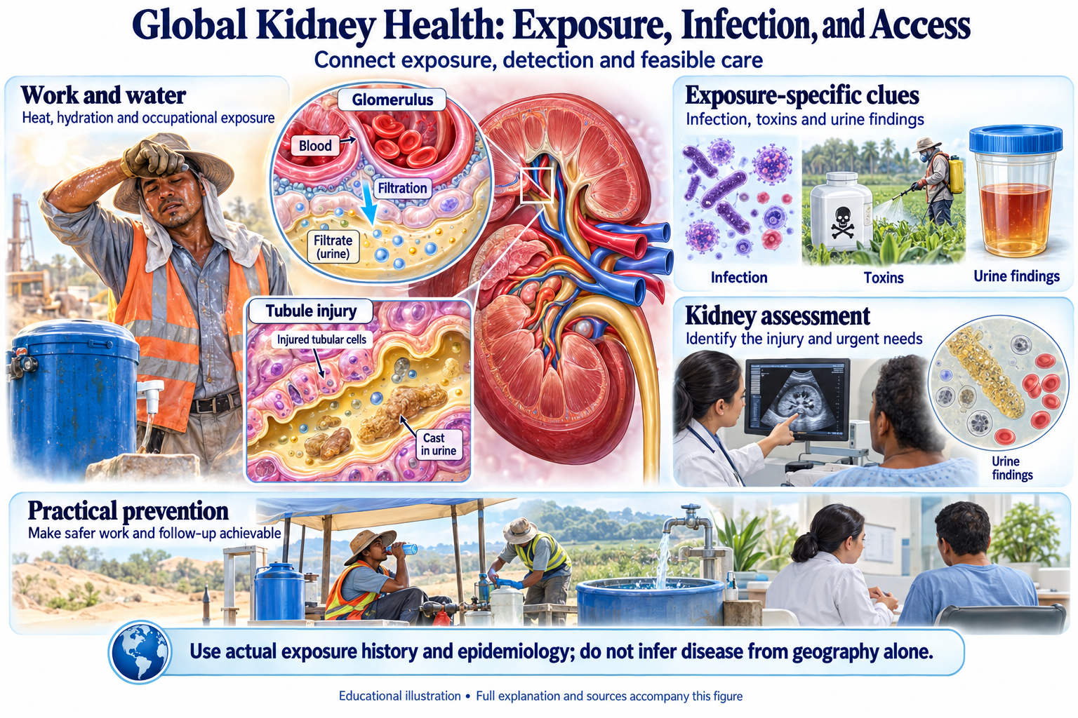 Global Kidney Health: Exposure, Infection, and Access visual summary