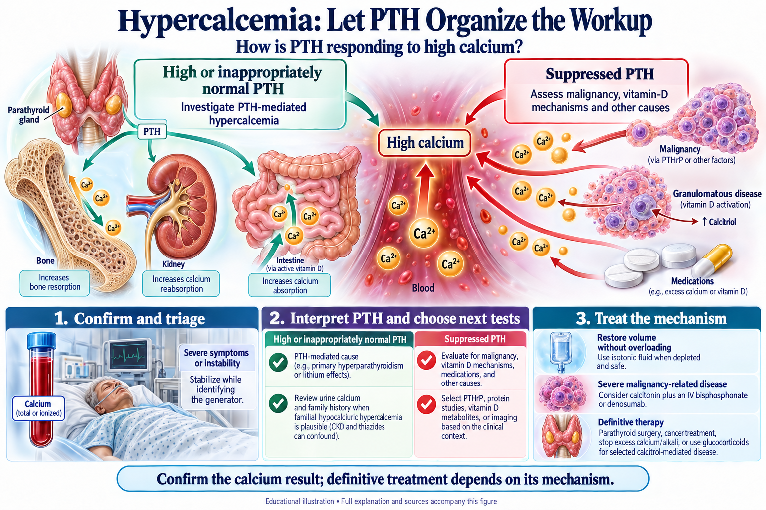 Hypercalcemia: Let PTH Organize the Workup visual summary