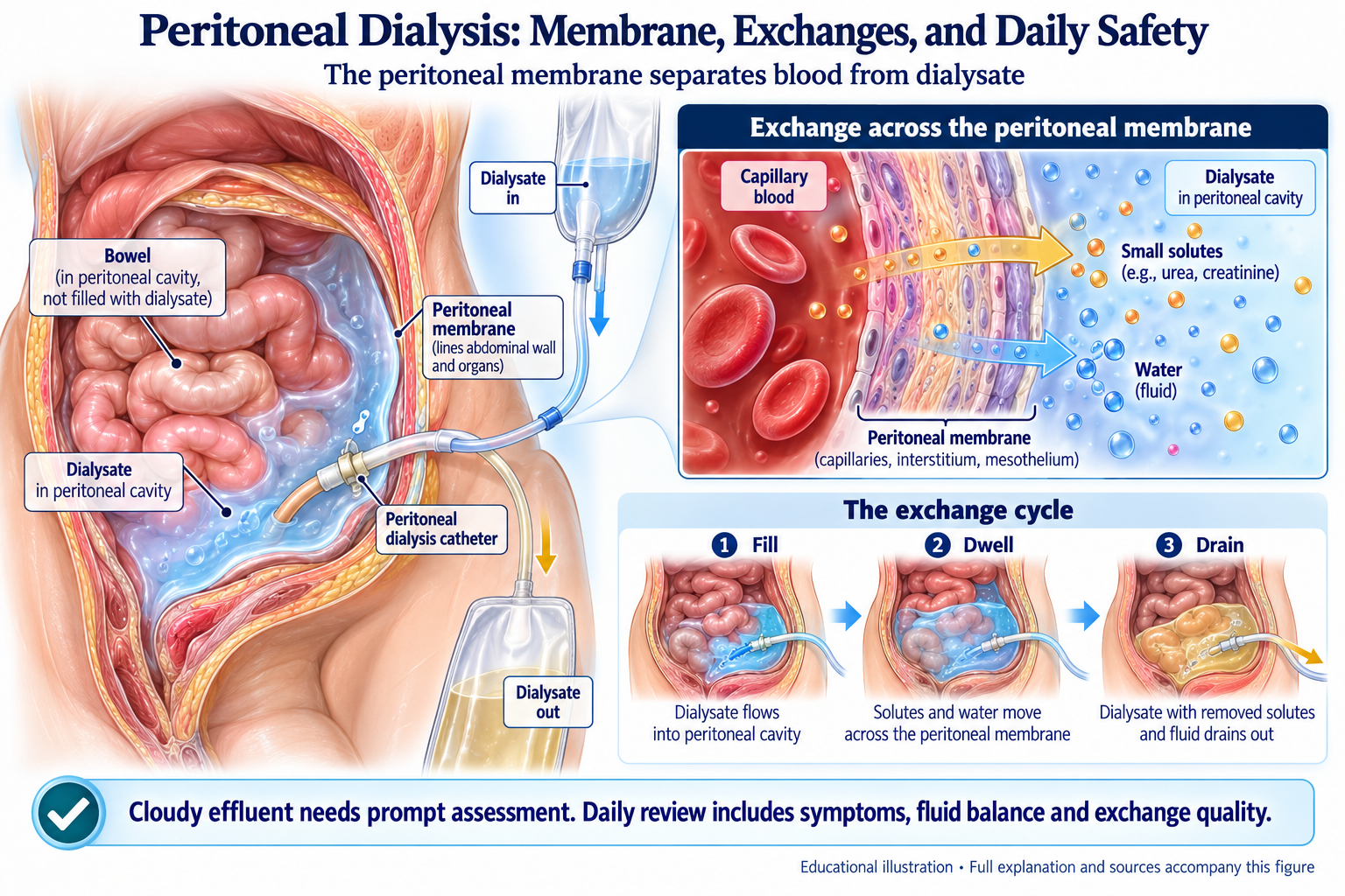 Peritoneal Dialysis: Membrane, Exchanges, and Daily Safety visual summary