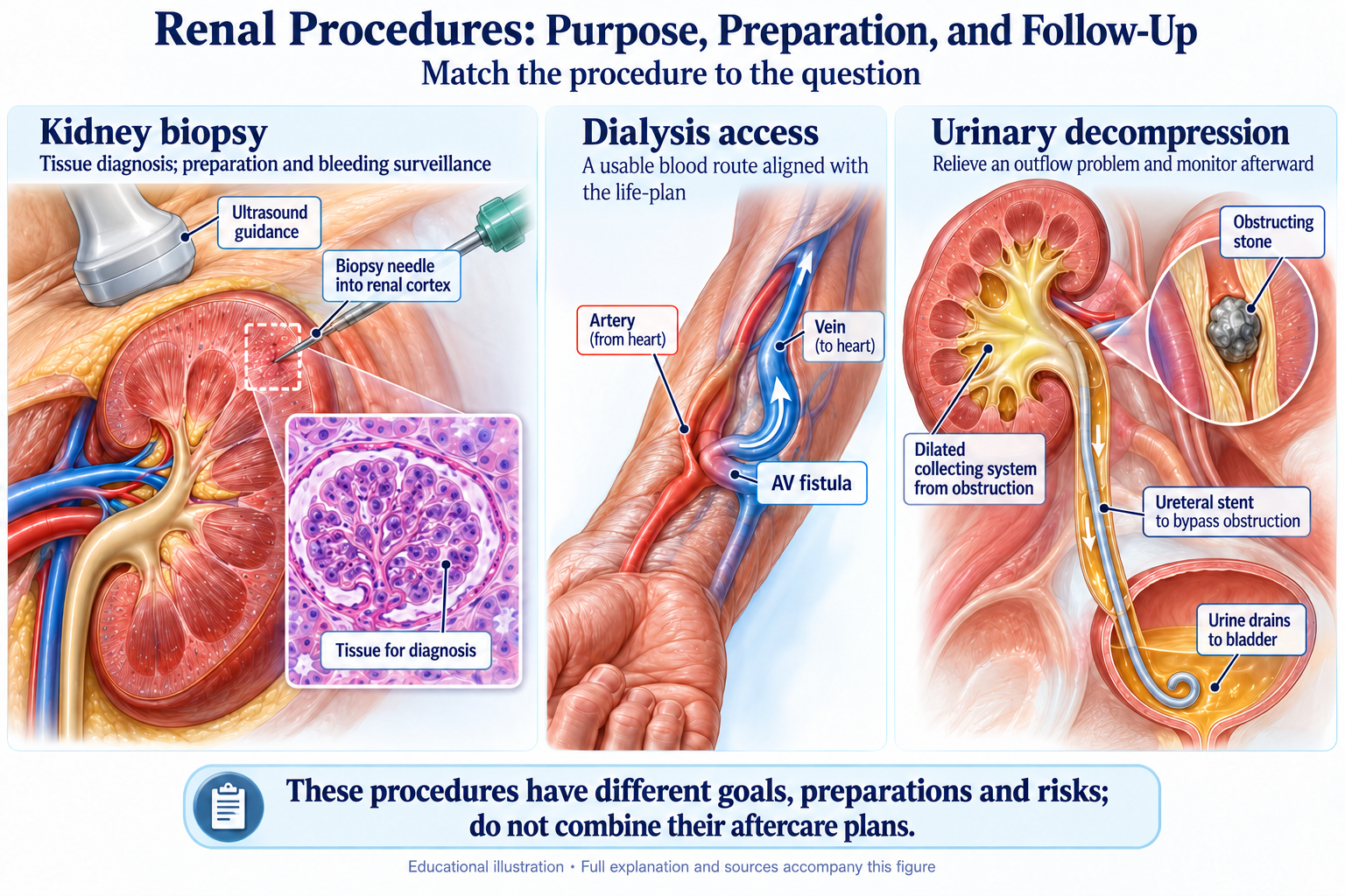 Renal Procedures: Purpose, Preparation, and Follow-Up visual summary. Open for the full image and text version.