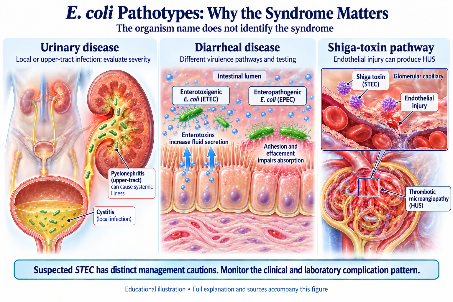 E. coli Pathotypes: Why the Syndrome Matters visual summary