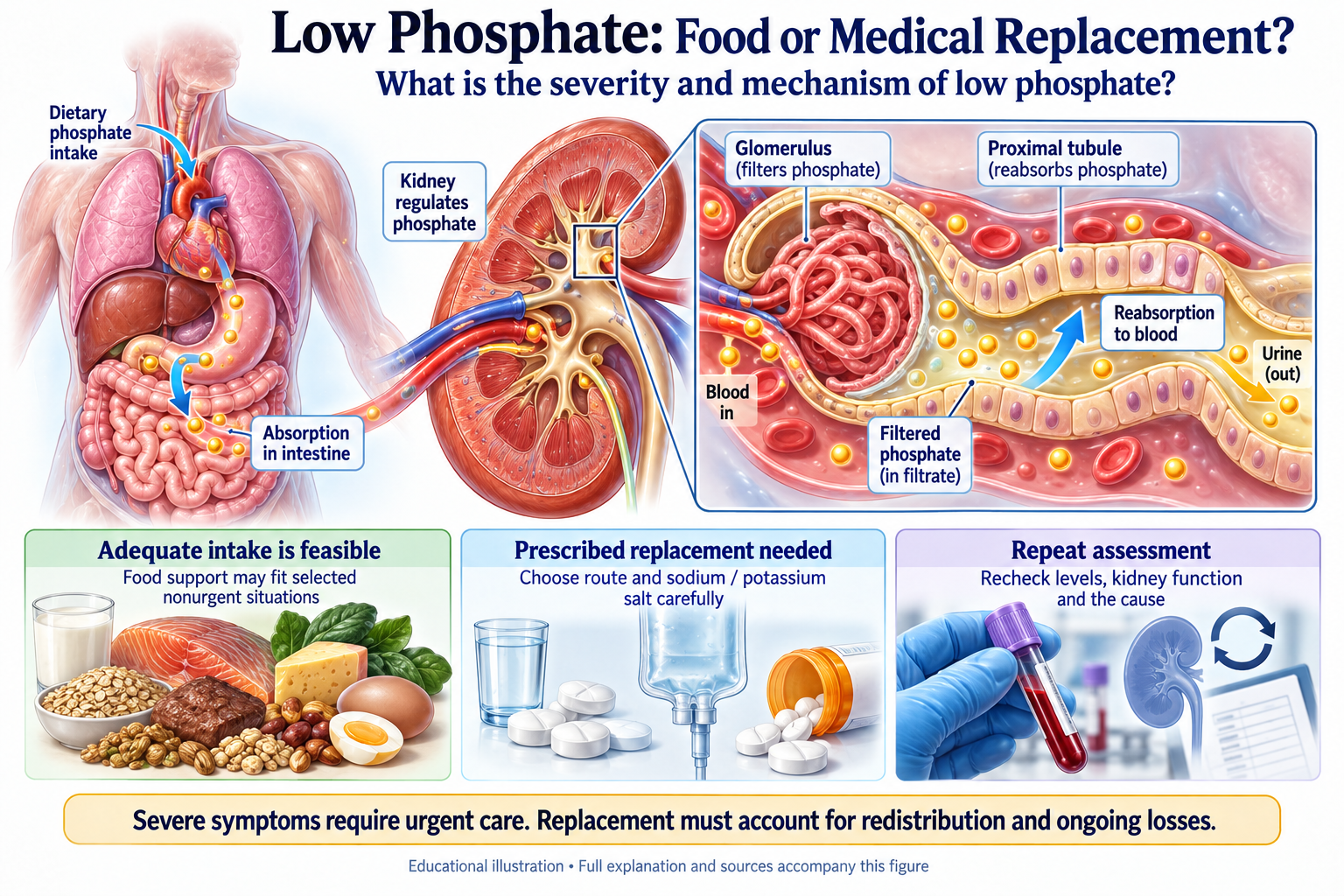 Low Phosphate: Food or Medical Replacement? visual summary